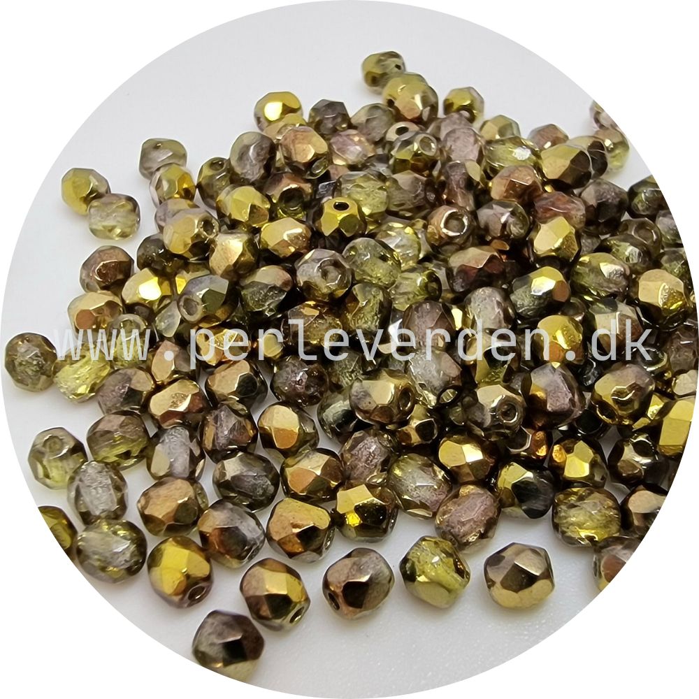 Fire Polished Facetperler | Crystal Sunny Magic Gold | 3mm