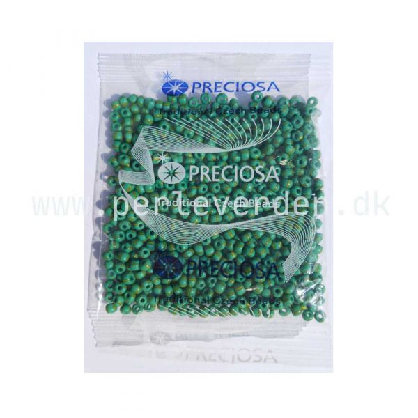 50 gram rocailles perler grøn stribet størrelse 6/0