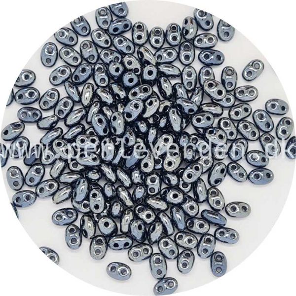 Twin perler i blå metallic farve fra Preciosa