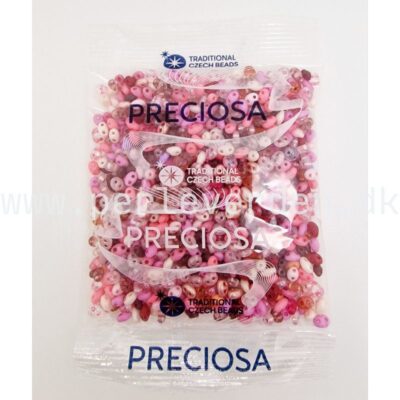 Twin perler i lyserød mix farver fra Preciosa 50 gram