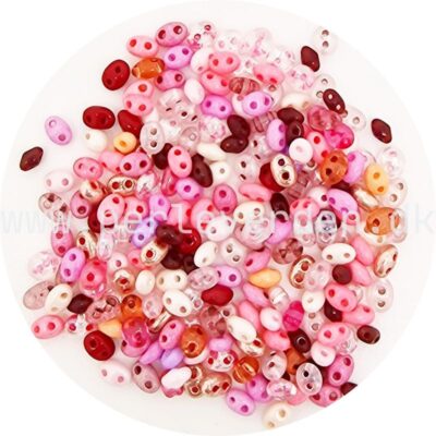 Twin perler i lyserød mix farver fra Preciosa